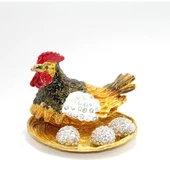 Periboia Swarovski Taşlı Yumurtalı Tekli Tavuk Model 1 - 1
