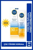 NIVEA Sun SPF50 Parlama Karşıtı & Güneş Koruyucu Yüz Güneş Kremi 50 ml, Matlaştırıcı Etki - 1