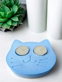 Mavi Kedi Şekilli Beton Mumluk - El Yapımı Dekoratif Çay Işığı tealight Mumluk - Minimalist Kedi Temalı Ev Dekoru- Aromaterapi - 4