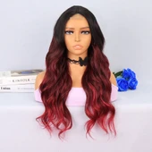 Siyah Kızıl Ombreli Tül Peruk thumbnail 1