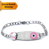 316L Çelik Pembe Nazar Boncuklu Hello Kitty Çocuk Bileklik BLK-961 thumbnail 1