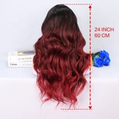 Siyah Kızıl Ombreli Tül Peruk thumbnail 5