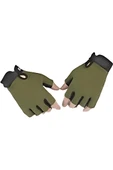 Single Sword Çocuk Yarım Parmak Spor ve Bisiklet Eldiveni Haki,Sc-111 - 2