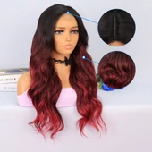 Siyah Kızıl Ombreli Tül Peruk thumbnail 4