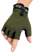 Single Sword Çocuk Yarım Parmak Spor ve Bisiklet Eldiveni Haki,Sc-111 - 1