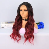 Siyah Kızıl Ombreli Tül Peruk thumbnail 3