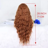 Koyu Bakır Su Dalgalı Fiber Sentetik Tül Peruk thumbnail 5