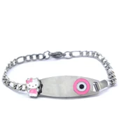 316L Çelik Pembe Nazar Boncuklu Hello Kitty Çocuk Bileklik BLK-961 thumbnail 2