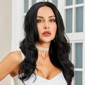 Siyah Geniş Dalgalı Fiber Sentetik Tül Peruk thumbnail 4