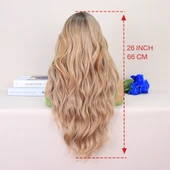 Koyu Kumral Dore Sarı Ombreli Perçemler Bakır Işıltılı Tül Peruk thumbnail 5