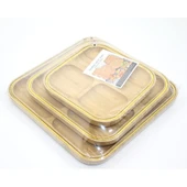 Periboia 3'lü Bambu Kahvaltı Çerez Ve Meyve Sunum Tabağı - 1