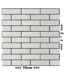 Renkli Duvarlar 70x70cm 1 Adet Silinebilir Yapışkanlı Siyah Çizgili Beyaz Tuğla Desen Duvar Kağıdı Paneli NW148 - 2
