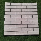 Renkli Duvarlar 70x70cm 1 Adet Silinebilir Yapışkanlı Siyah Çizgili Beyaz Tuğla Desen Duvar Kağıdı Paneli NW148 - 4