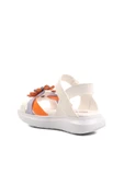 Ayakmod Beyaz-Turuncu  Kız Çocuk Düz Sandalet Ayakmod Şng 8010 P thumbnail 4