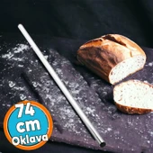 Alüminyum Metal Oklava Tekli 74 cm Mutfak Börek Hamur Un Yufka Açma Silindir Yuvarlak Krom Renk - 1