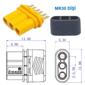 MR30 Dişi Erkek Konnektör Soket Çift  3 Pin LiPo Pil Batarya Bağlantı Konnektörü 30A Yüksek Akım RC Multikopter Uçak Helikopter Esc thumbnail 8
