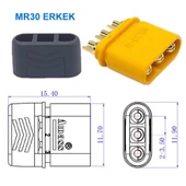 MR30 Dişi Erkek Konnektör Soket Çift  3 Pin LiPo Pil Batarya Bağlantı Konnektörü 30A Yüksek Akım RC Multikopter Uçak Helikopter Esc thumbnail 7