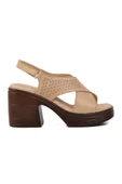 Ayakmod Bej Kadın Topuklu Sandalet 523001 Z - 1