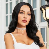 Siyah Geniş Dalgalı Fiber Sentetik Tül Peruk thumbnail 2