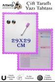 Manyetik Çift Taraflı Yazı Tahtası Renkli 29x29 cm 1 Adet Çocuklar için Silinebilir Mıknatıslı Yazı Tahtası Plastik - 2