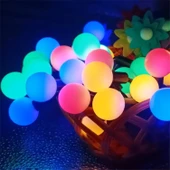 50 Led 7 Metre Solar Renkli Led Işık Güneş Enerjili Bahçe Teras Balkon Ağaç Lambası Aydınlatması - 3