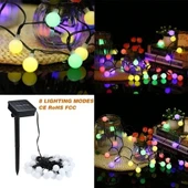 50 Led 7 Metre Solar Renkli Led Işık Güneş Enerjili Bahçe Teras Balkon Ağaç Lambası Aydınlatması - 5