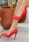 Jilya Kırmızı Cilt Stiletto Ayakkabı - 3