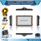 Kayıtlı 7 inç Monitör 2 Kameralı Dashcam 256 GB Destekli 15 Metre Kablolu Pratik Set - 3