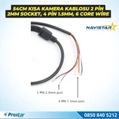54 cm RCA Kısa Kamera Kablosu 2 pin 2mm socket, 4 pin 1.5mm, 6 core wire - 1