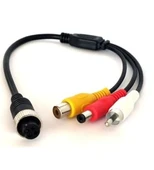 4 Pin Dişi To Rca Görüntü Dişi + Rca Ses Erkek + Dc Erkek Çevirici Kablo Mdvr Dönüştürücü - 1