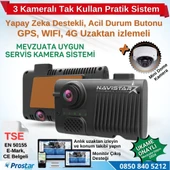 Servis Mevzuatına Uygun 3 Kameralı Monitör Çıkışlı 4G GPS WIFI Acil Durum butonu dahil Pratik Montaj Kamera Seti - 1