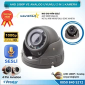 Mikrofonlu AHD 1080P ve Analog Pal Dönüşümlü Gece Görüşlü 4 Pin Mini Metal Dome Araç Kamerası - 5