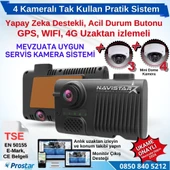 Mevzuata Uygun 4 Kameralı 4G GPS Wifi Acil Durum butonu dahil Pratik Montaj Kamera Seti - 1