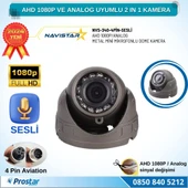 Mikrofonlu AHD 1080P ve Analog Pal Dönüşümlü Gece Görüşlü 4 Pin Mini Metal Dome Araç Kamerası - 2