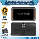 Kayıtlı 7 inç Monitör 2 Kameralı Dashcam 256 GB Destekli 15 Metre Kablolu Pratik Set - 2