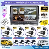 9 Inç Dörde Bölünür Kayıtlı 256Gb Sd Destekli 4 Kameralı 720P Ahd 4 Pin Soketli Tak Kullan Kamera Seti - 1