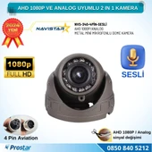 Mikrofonlu AHD 1080P ve Analog Pal Dönüşümlü Gece Görüşlü 4 Pin Mini Metal Dome Araç Kamerası - 1