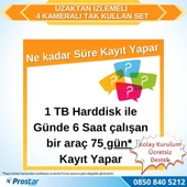 Uzaktan izlemeli 4 Kameralı Wifi 1 Tb Harddisk 7 Inç Ekranlı Araç Kamera Seti - 4