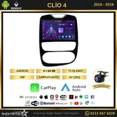Renault Clio 4 Kablosuz Carplay 4GB + 64GB Android 13 Navigasyon Multimedya Sistemi 2016-2019 - 2