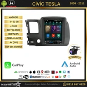 Honda Civic Tesla 2008-2011 Model 2GB + 32GB Kablosuz Carplay Navigasyon Multimedya Sistemi - 2