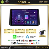 Toyota Corolla 2017-2020 Model 2+64GB Android 13 Kablosuz Carplay Navigasyon Multimedya Sistemi thumbnail 2