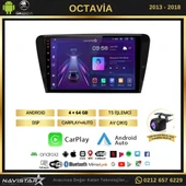 Skoda Octavia 2013-2018 Model 4GB + 64GB Android 13 Kablosuz Carplay Navigasyon Multimedya Sistemi - 2