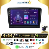 Skoda Superb 4GB + 64GB 2008-2015 Model Android 13 Kablosuz Carplay Navigasyon Multimedya Sistemi - 1