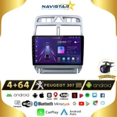 Peugeot 307  2002-2013 Model 4GB + 64GB Android 13 Kablosuz Carplay Navigasyon Multimedya Sistemi - 1