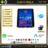 Renault Clio 5 Tesla 4GB + 64GB 2020-2021 Model Kablosuz Carplay Navigasyon Qled Multimedya Sistemi - 2