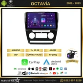 Skoda Octavia 2008-2013 Model 2+64GB Android 13 Kablosuz Carplay Navigasyon Multimedya Sistemi - 2