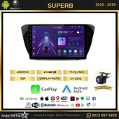 Skoda Superb 2015-2019 Model 4GB + 64GB Android 13 Kablosuz Carplay Navigasyon Multimedya Sistemi - 2