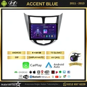 Hyundai  Accent Blue 2011-2013 Model 4GB + 64GB Android 13 Kablosuz Carplay Navigasyon Multimedya Sistemi - 2