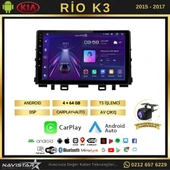 Kia Rio K3 2015-2017 Model 4+64 GB Android 13 Kablosuz Carplay Navigasyon Multimedya Sistemi - 2