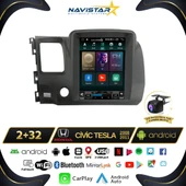 Honda Civic Tesla 2008-2011 Model 2GB + 32GB Kablosuz Carplay Navigasyon Multimedya Sistemi - 1